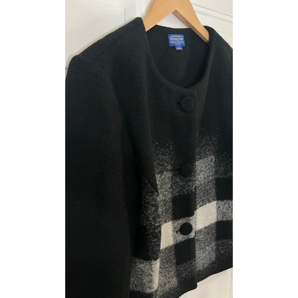 Vintage 90s Pendleton Ombre Plaid Wool Coat Dark Academia NWT L - Picture 14 of 14